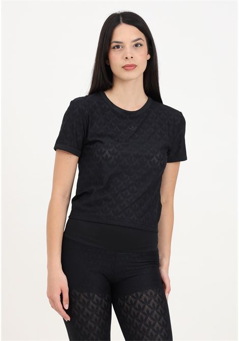 T-shirt FASHION MONOGRAM a manica corta nera da donna ADIDAS ORIGINALS | IT9723.